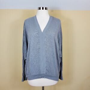 Bobi V-neck Light Weight Long Sleeve Top in Gray Size S